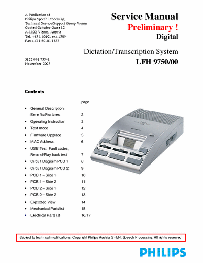 PHILIPS LFH9750 Dictation Philips